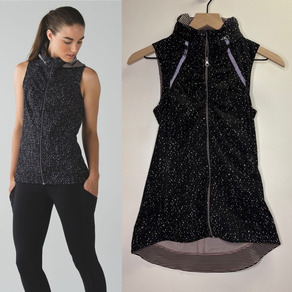 Lululemon Go The Distance Vest Butterfly Texture Mink Berry Black W4I48S sz. 2